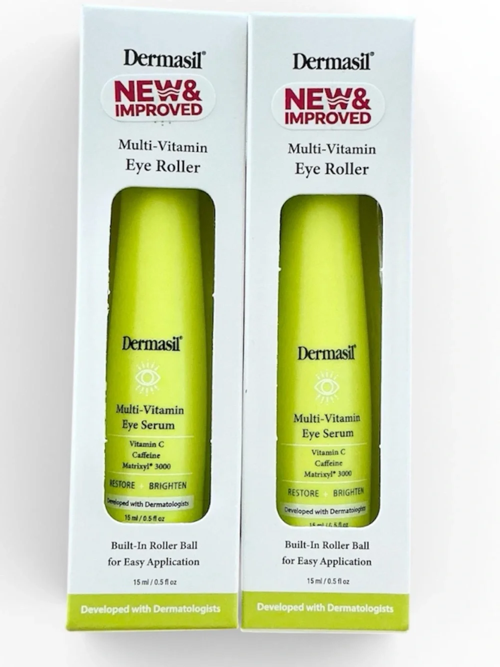 🆕 Dermasil Multi-Vitamin Eye Roller w Vitamin C, Caffeine, & Matrixyl 3000. X2